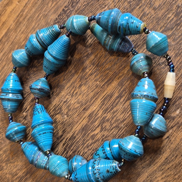 Vintage Beaded Necklaces, Paper, Clay, Wood, Etc. Set of 2 - Picture 8 of 9